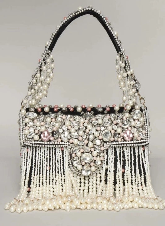 Black White Golden Red & Maroon Clutch Purses for Women Stone Studded Handmade Handbags Party Bridal Clutch
